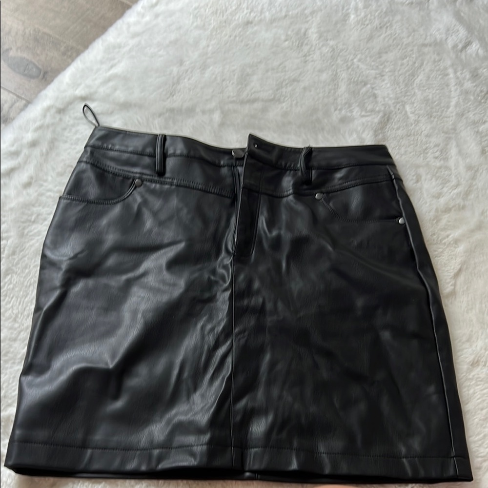 Karl Lagerfeld Black Faux Leather Mini Skirt